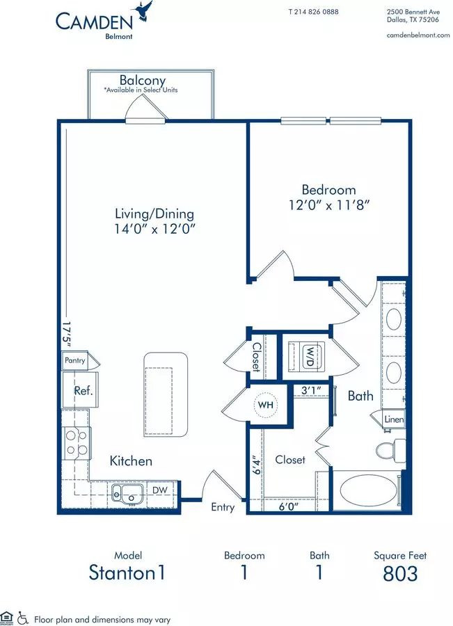 1 Bed • 1 Bath 1125 floor plan