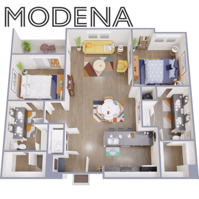 2 Beds • 2 Bath floor plan