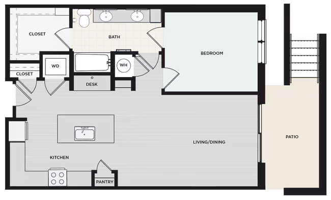 1 Bed • 1 Bath 524 floor plan