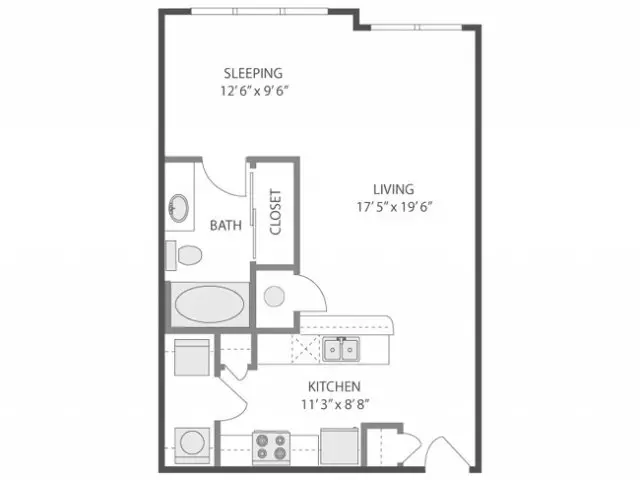 1 Bed • 1 Bath 3404 floor plan