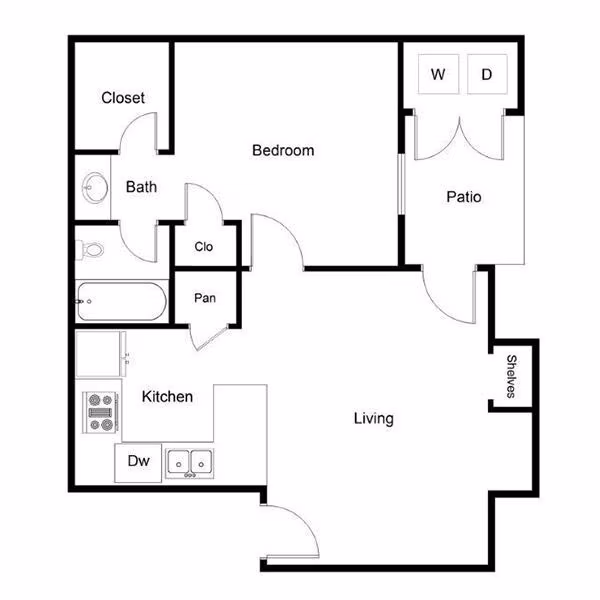 1 Bed • 1 Bath 0801 floor plan