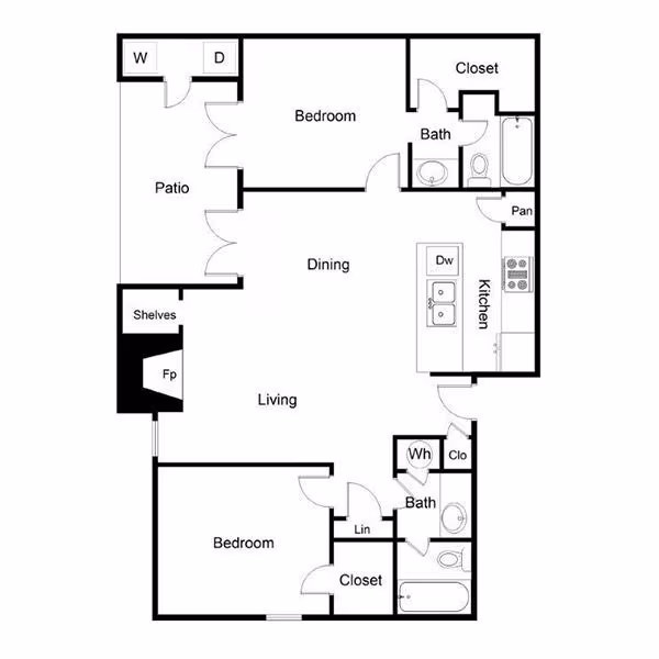 2 Beds • 2 Bath 2203 floor plan