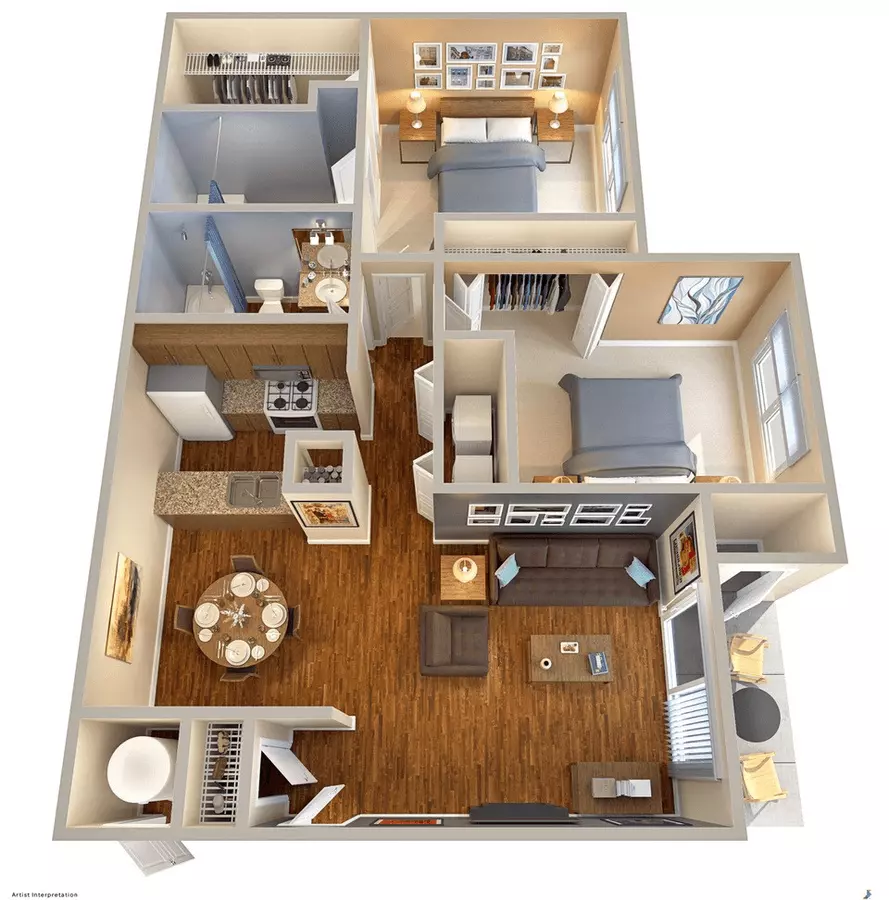 2 Beds • 2 Bath 1094 floor plan