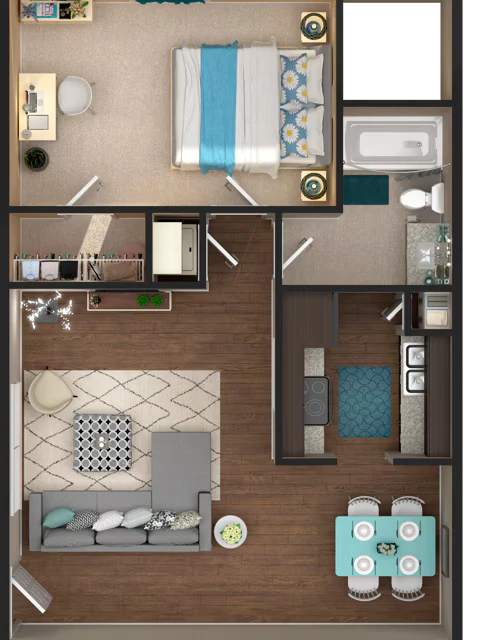 1x1L Private floor plan