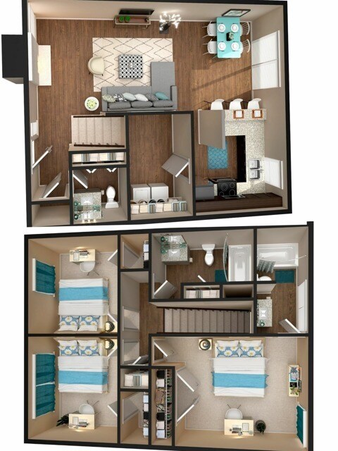 3x2.5 Full Apartment floor plan