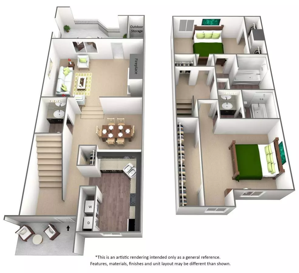 2 Bed 2 Bath - B1 1924 floor plan