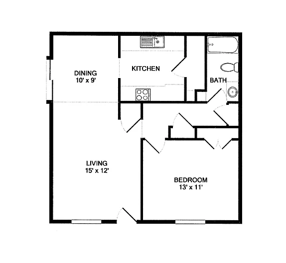 1 Bed • 1 Bath - floor plan