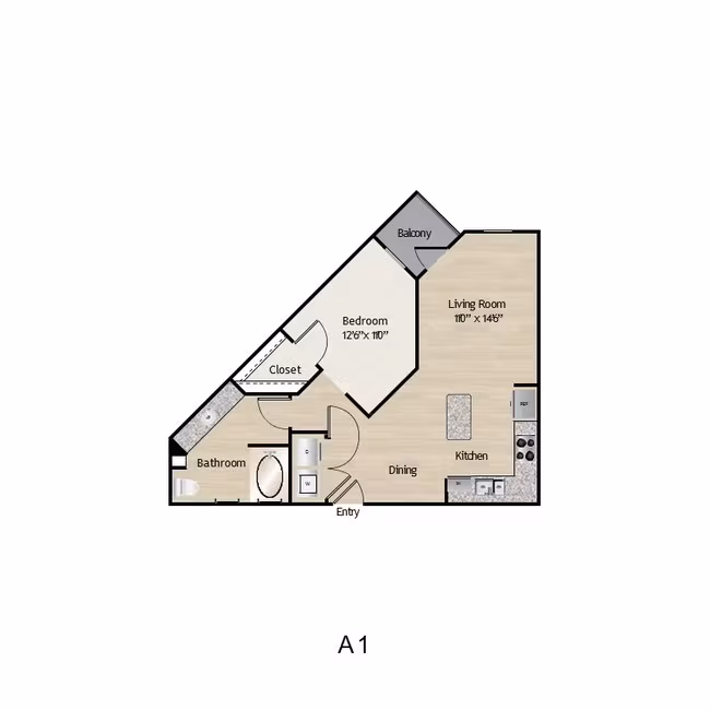 1 Bed • 1 Bath 546 floor plan