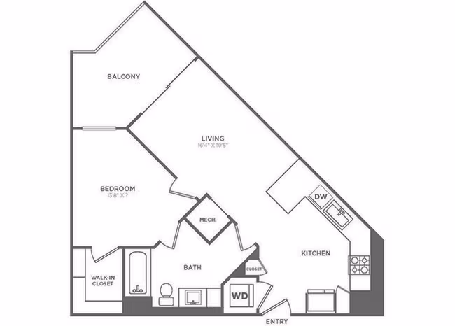 1 Bed • 1 Bath 0116 floor plan