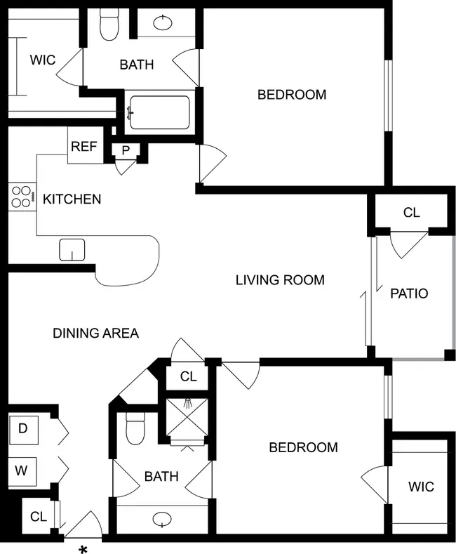 2 Beds • 2 Bath 21-2117 floor plan