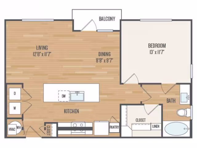 1 Bed • 1 Bath floor plan