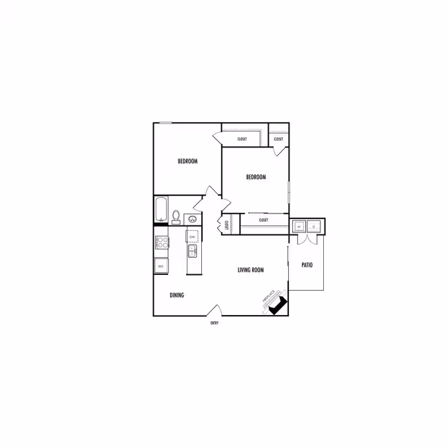 2 Beds • 2 Bath 58 floor plan