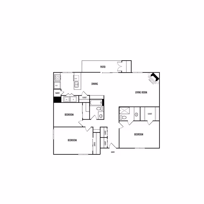 3 Beds • 2 Bath 11 floor plan
