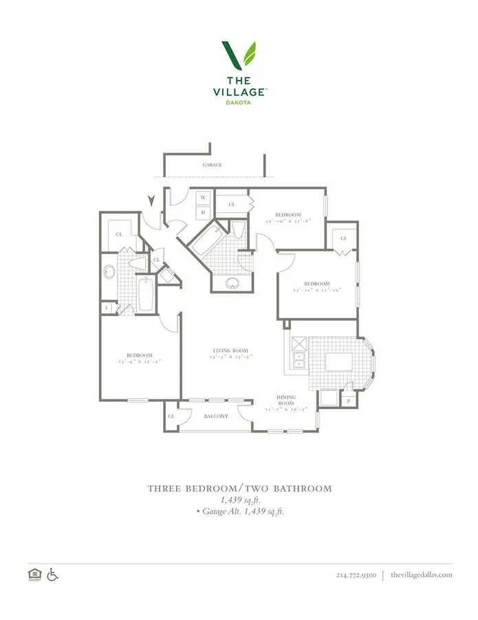 3 Beds • 2 Bath 01526 floor plan