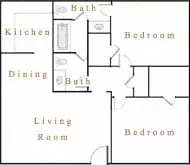 2 Beds • 1 Bath 315 floor plan