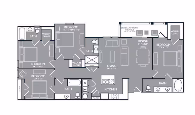 Flat 4 Bed 4 Bath 14212 floor plan