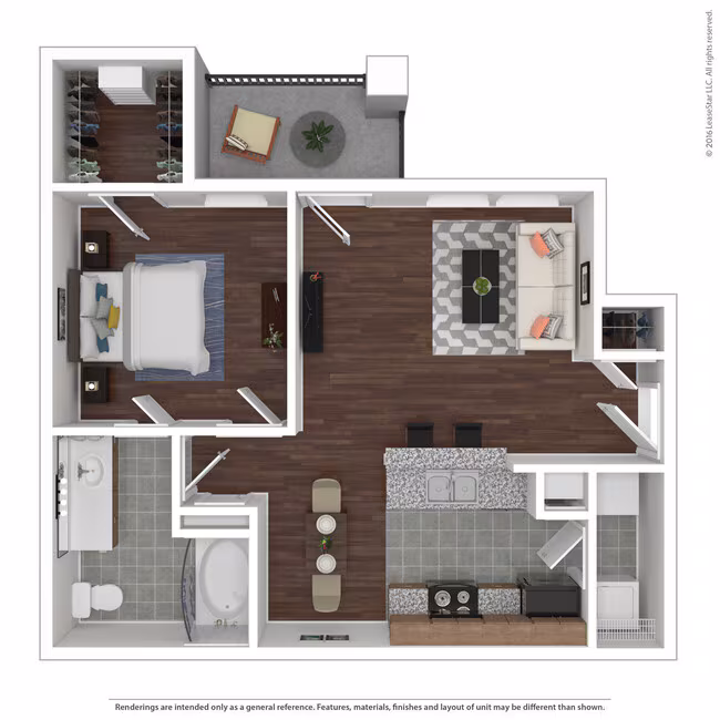 1 Bed • 1 Bath 0522 floor plan