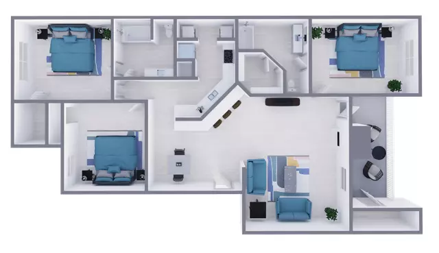 3 Beds • 2 Bath 533 floor plan
