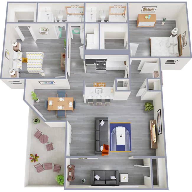 2 Beds • 2 Bath 1602 floor plan