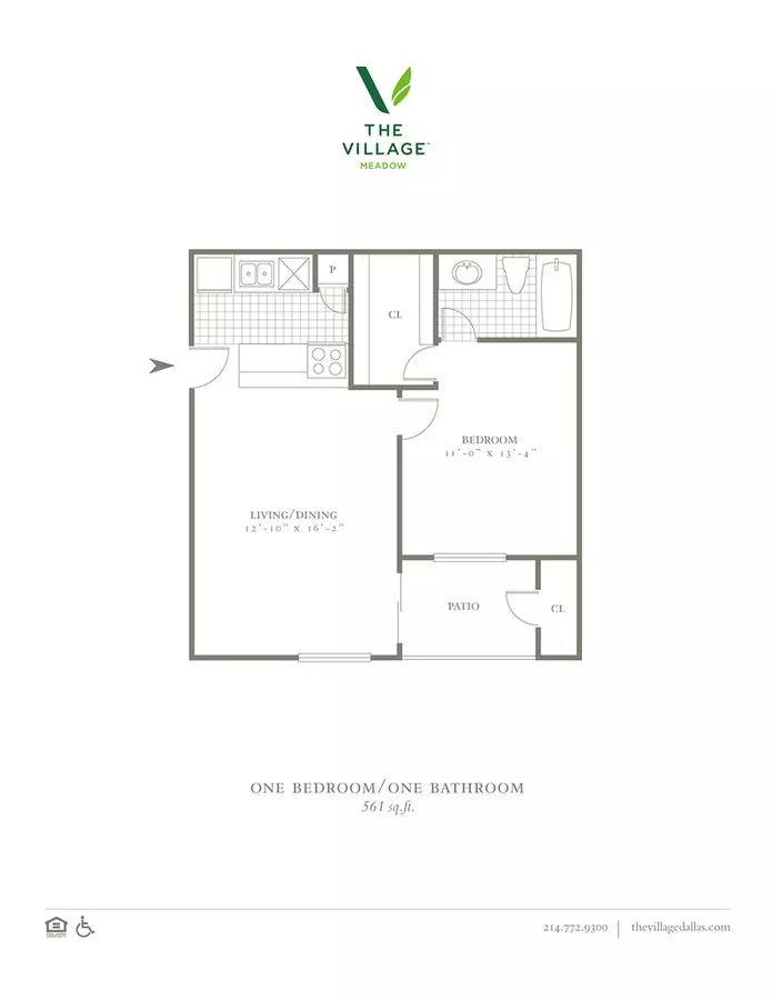 1 Bed • 1 Bath 1811 floor plan