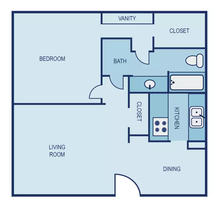 1 Bed • 1 Bath 1050 floor plan