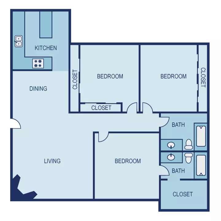 3 Beds • 2 Bath 0223 floor plan