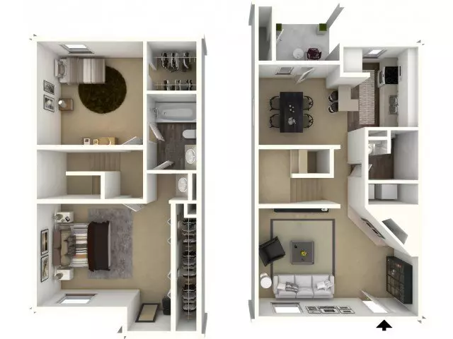 2 Beds • 1 Bath 166 floor plan
