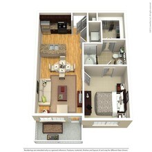 1 Bed • 1 Bath 00627 floor plan
