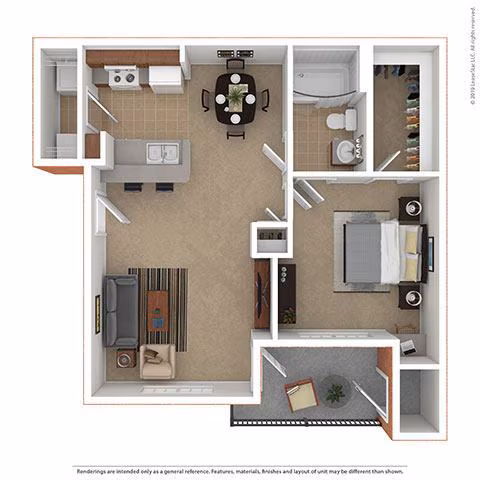 1 Bed • 1 Bath 1024 floor plan