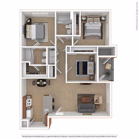 3 Beds • 2 Bath 0221 floor plan