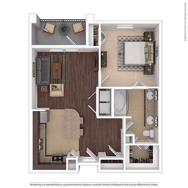 1 Bed • 1 Bath B-643 floor plan