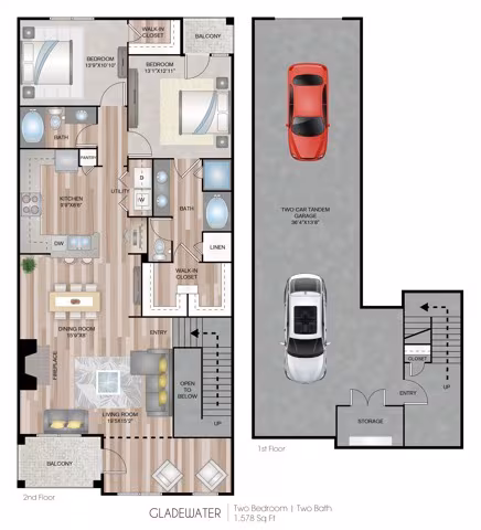 2 Beds • 2 Bath 2602 floor plan