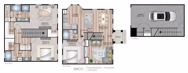 3 Beds • 2 Bath 1201 floor plan