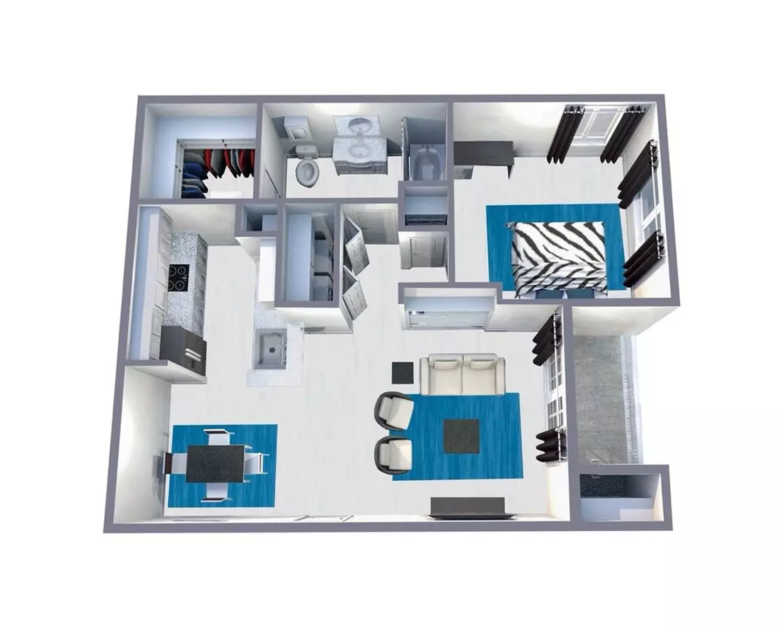 1 Bed • 1 Bath 3104 floor plan