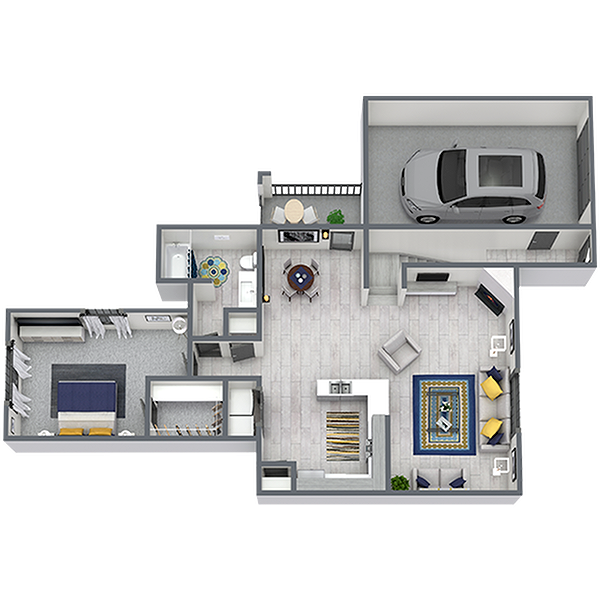 1 Bed • 1 Bath 733-2096 floor plan