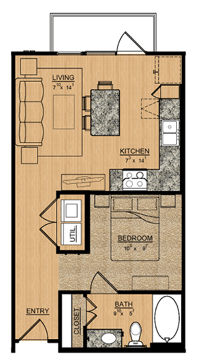 1 Bed • 1 Bath 309 floor plan