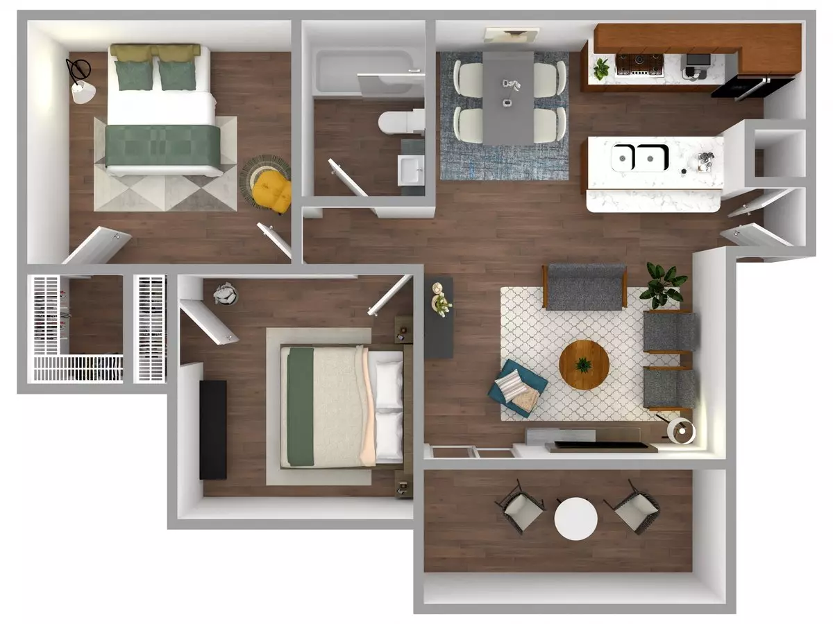 2 Beds • 1 Bath 2114 floor plan