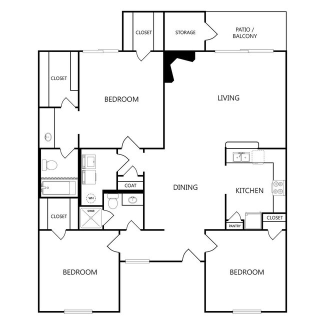 3 Beds • 2 Bath 1105 floor plan