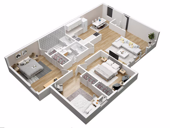 3 Beds • 2 Bath 1135-103 floor plan