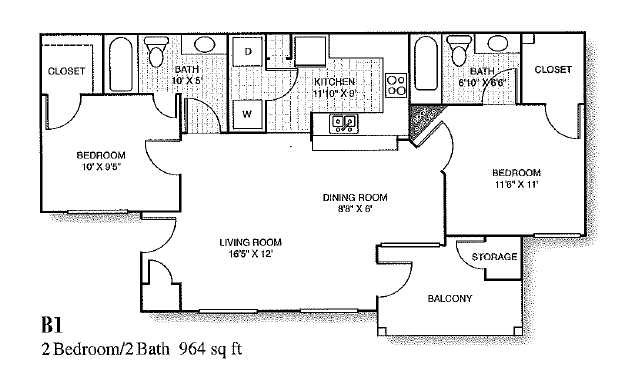 2 Beds • 2 Bath 9110 floor plan