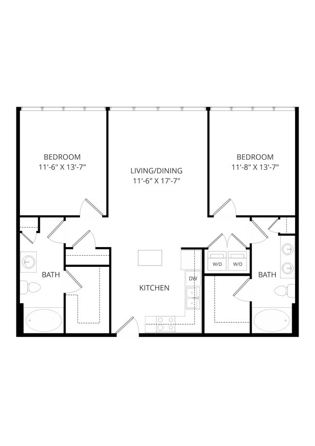2 Beds • 2 Bath P1-1307 floor plan