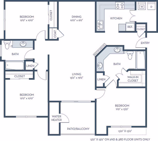 3 Beds • 2 Bath 00731 floor plan