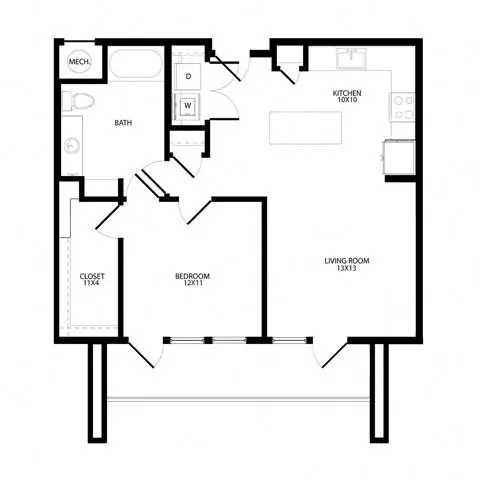 One-Bedroom (A3) 1308 floor plan