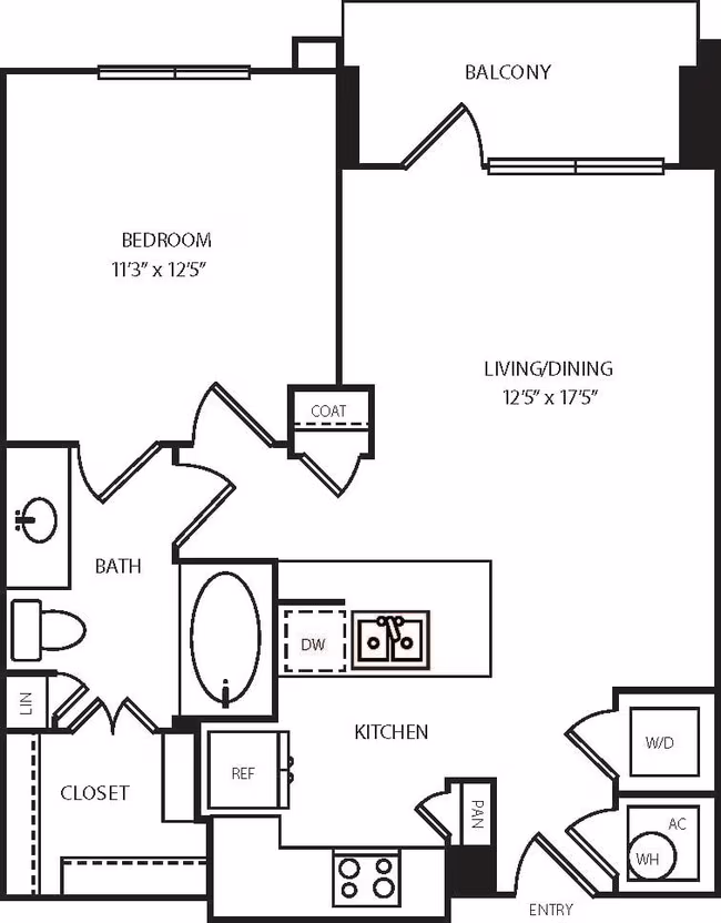 1 Bed • 1 Bath 0117 floor plan