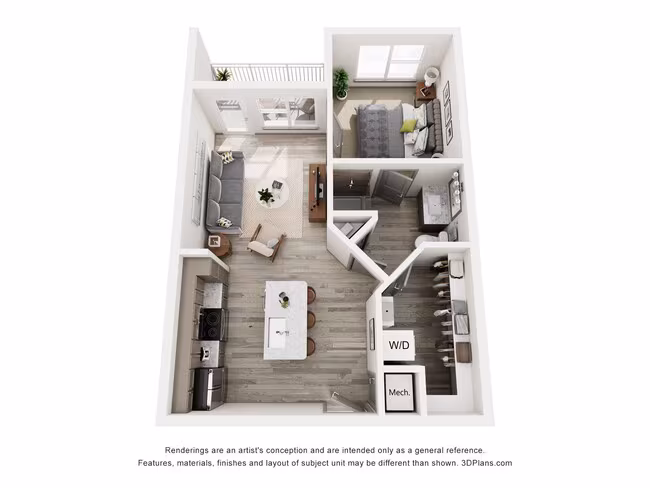 1 Bed • 1 Bath 1450 floor plan