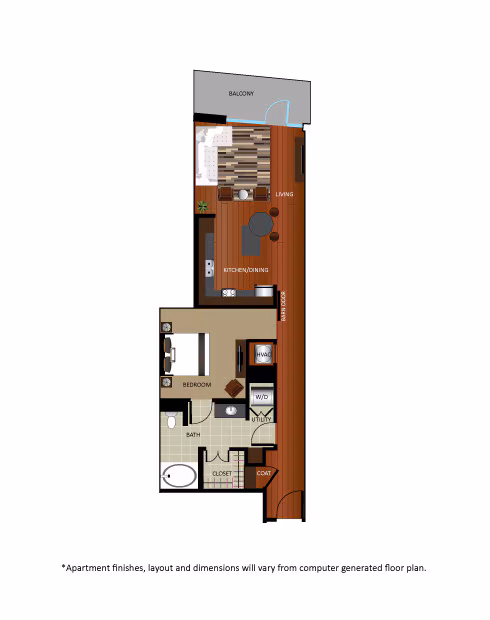 1 Bed • 1 Bath 1610 floor plan