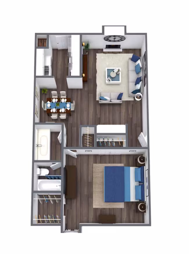 1 Bedroom, 1 Bathroom, 711 Sq Ft 161 floor plan