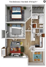 2 Bedroom/1 Bath 0125 floor plan