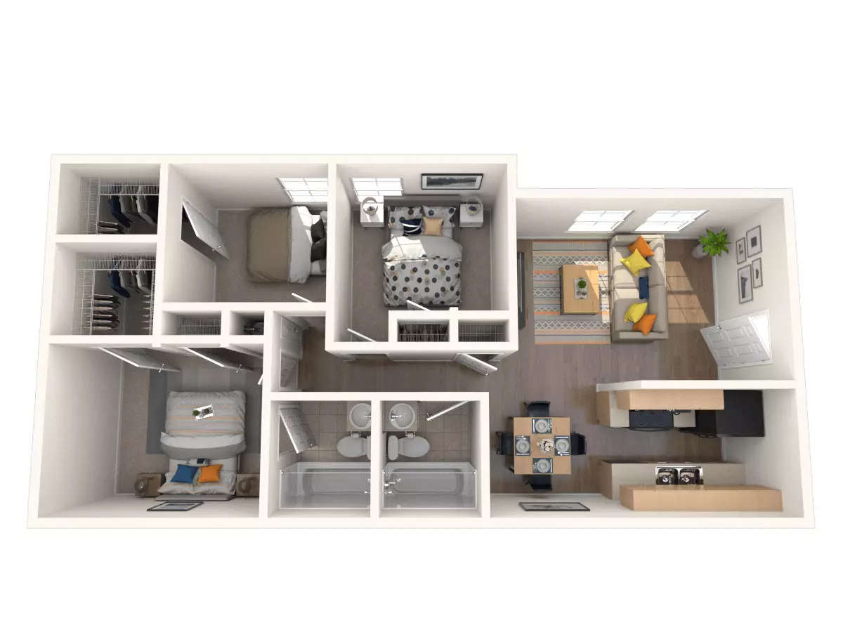 Three Bedroom 3516 floor plan