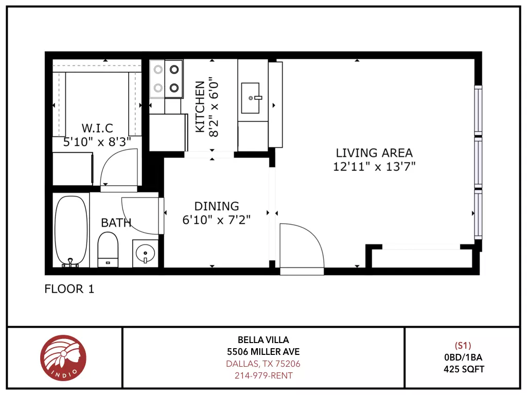 Studio • 1 Bath 304 floor plan